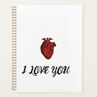 Cahier "JE T'AIME" avec illustrations d'un cœur an
