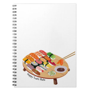 Cahier joli plat de sushi heureux Kawaii japonai