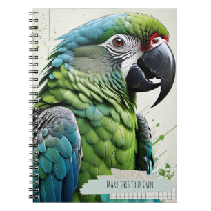 Cahier Journal Collage de Perroquet Vert Moderne