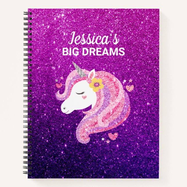 Cahier Journal Licorne Paillets Mignon (Devant)