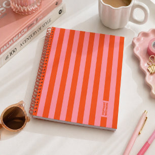 Cahier Journal   Rayure Prépa Corail Rose Gras