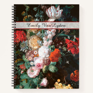 Cahier journalier floral élégant avec nom personna
