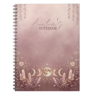 Cahier Journalier Phase Lunaire Rose Carmin Célest