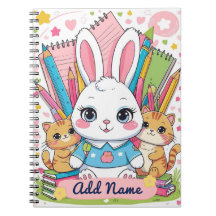 Cahier Lapin Mignon & Chats – Nom Modifiable