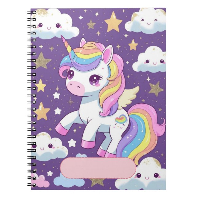 Cahier Licorne Mignon – Nom éditable (Devant)