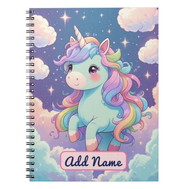 Cahier Licorne Mignonne – Nom Modifiable (Devant)