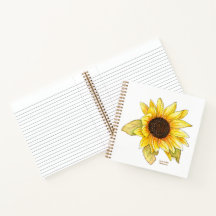 Cahier ligné à spirale aquarelle tournesol