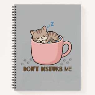 Cahier Mignon Chat Endormi dans une Tasse à Thé