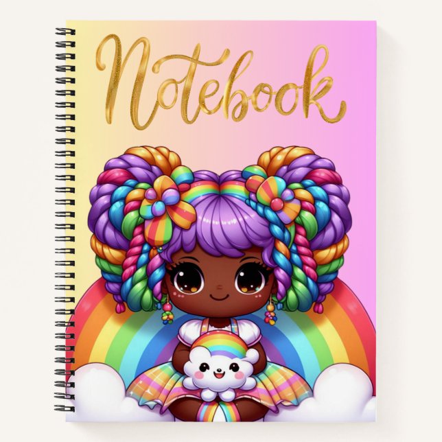 Cahier mignon/Fille chibi arc-en-ciel adorable  (Devant)