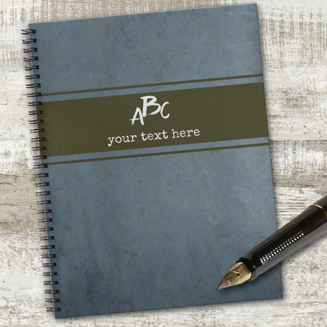 Cahier Minimaliste Grunge Monogrammes Personnalisé (Créateur téléchargé)