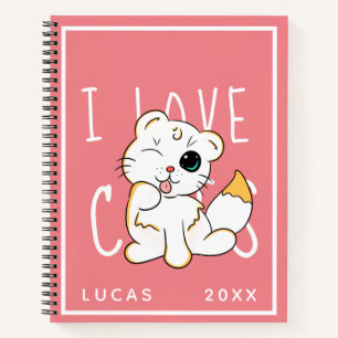 Cahier Modèle de Nom Mignon J'adore les Chats