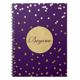 Cahier moderne à points de confettis brillants vio