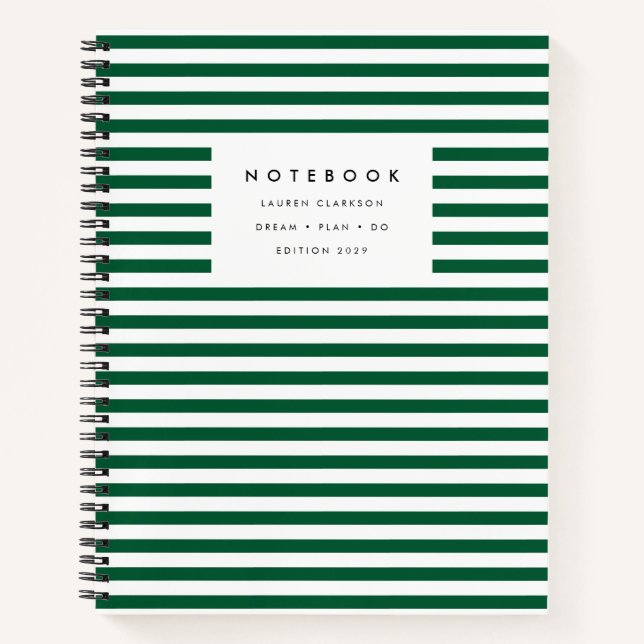 Cahier Moderne Rayé Vert Foncé (Devant)