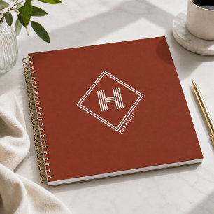 Cahier Monogramme Initial Géométrique Élégant