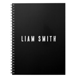 Cahier noir personnalisé avec monogramme moderne