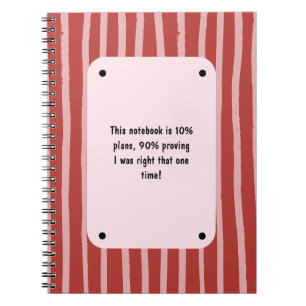 Cahier personnalisable à motif rayé rouge et rose