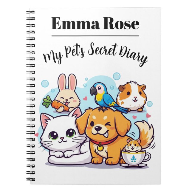 Cahier personnalisable avec animaux de dessin anim (Devant)