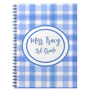 Cahier personnalisé à carreaux bleu pastel