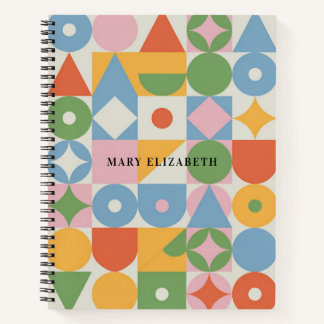 Cahier personnalisé à formes géométriques pastel