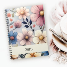 Cahier personnalisé à spirale florale