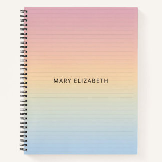 Cahier personnalisé aux lignes ombrées pastel esth