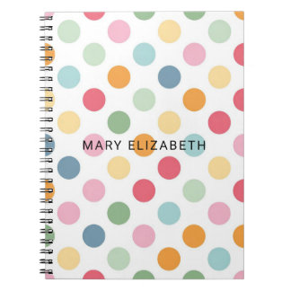 Cahier personnalisé aux pois pastel colorés