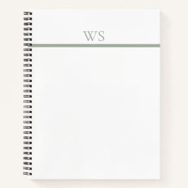 Cahier personnalisé avec monogramme à barre vert s