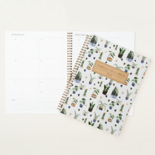 Cahier personnalisé avec motif de plante en pot bo
