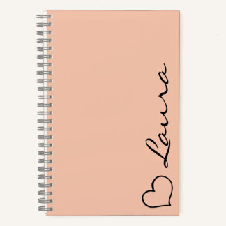 Cahier personnalisé avec nom écriture cœur