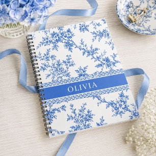 Cahier personnalisé avec nom Toile Bleue