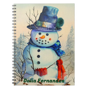 Cahier personnalisé bonhomme de neige aquarelle