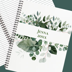 Cahier PERSONNALISÉ CADRE DE FEUILLE VERTE BOTANIQ