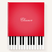 Cahier personnalisé clavier de piano rouge