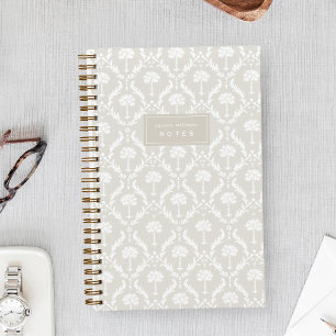 Cahier personnalisé Damassé Palmier Beige Lin
