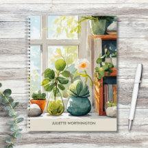 Cahier personnalisé de jardin botanique à l'aquare