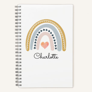 Cahier personnalisé enfant arc-en-ciel aquarelle b