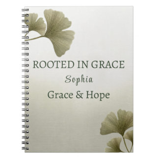Cahier personnalisé feuille de ginkgo vert personn