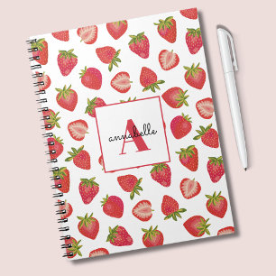 Cahier personnalisé Monogramme Fraise d'été