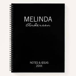 Cahier personnalisé noir et blanc Élégant Cadeau