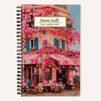 Cahier personnalisé nom/titre – Café Fleur Rose