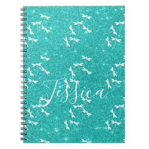 Cahier personnalisé paillettes et libellules