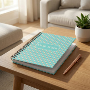Cahier personnalisé perle et turquoise