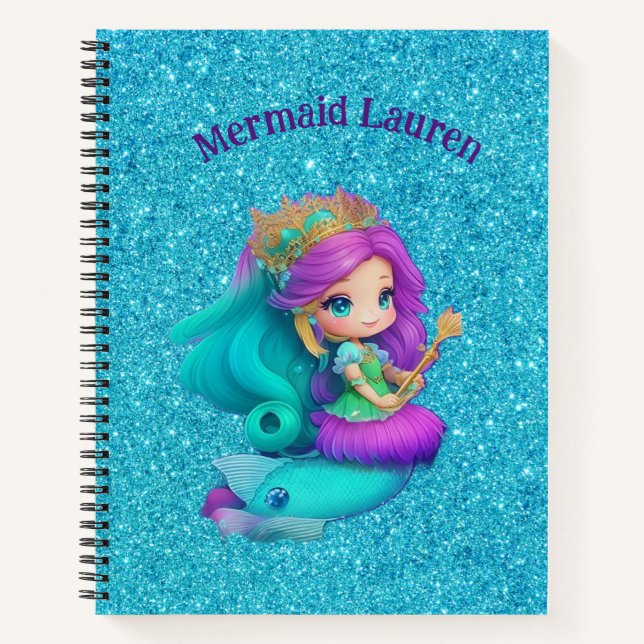 Cahier personnalisé pour enfants Sirène (Devant)