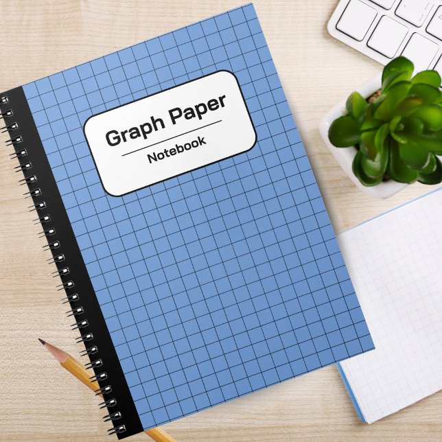 Cahier personnalisé quadrillé classique bleu et bl (Blue & White Classic Quad Ruled Personalized Notebook)