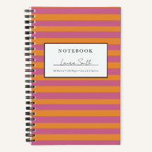 Cahier personnalisé rayé orange et rose