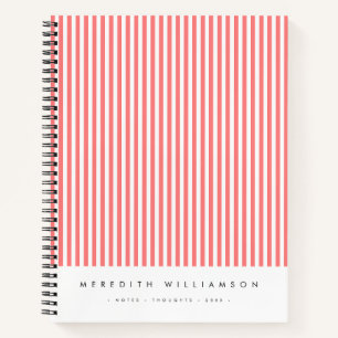 Cahier personnalisé rayé rose saumon