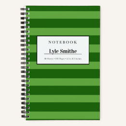 Cahier personnalisé rayé vert citron et foncé