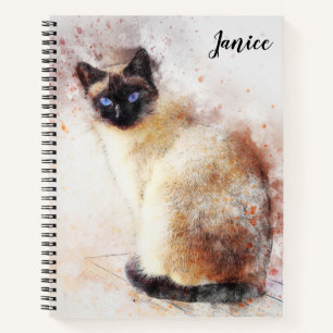Cahier personnalisé sur le thème du chat siamois