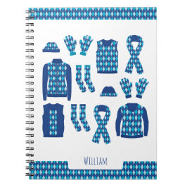 Cahier photo d'objets à motif Argyle bleu
