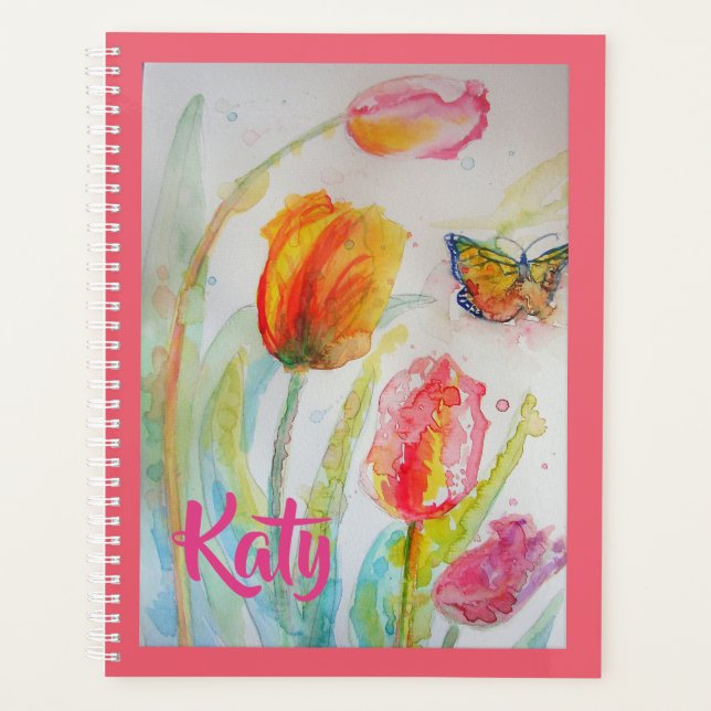 Cahier Planificateur Fleurs Tulipes Tulipe Rose (Devant)